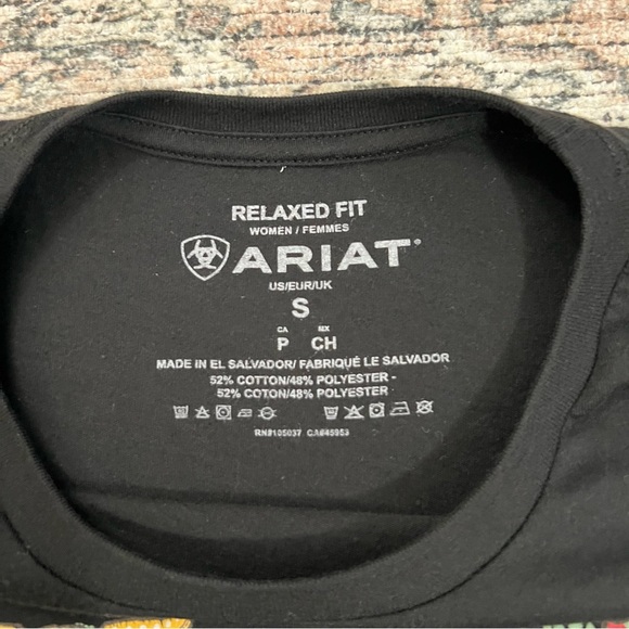 Ariat Black T-Shirt Womens Size Small Relaxed Fit Western Cowgirl - Picture 8 of 9
